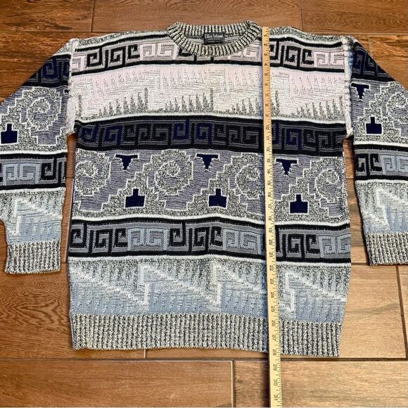 Vintage Ellis Island Sweater Mens L Pink Blue Gray Black Knit Crew Neck EUC - Picture 6 of 8